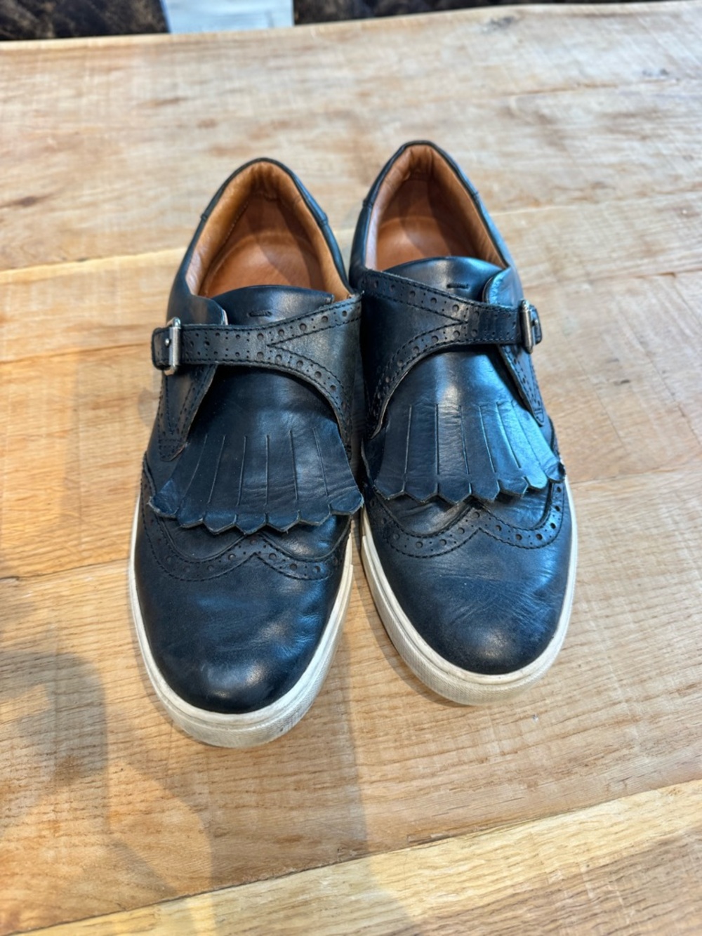 Frye Black Leather Kiltie Loafer Sneakers